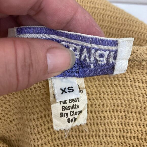 Joy Charlotta XS Cotton Knit Dress Tie Belt Mustard Yellow Side Slit Boho - Picture 15 of 16